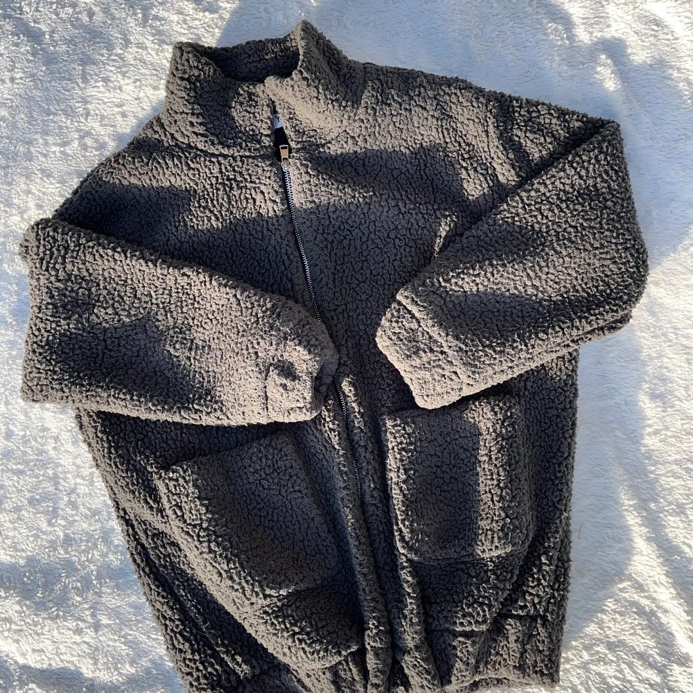 Grey Puffy Fleece Coat